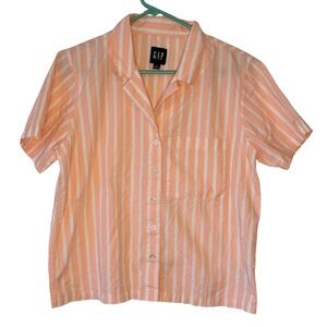 3/$20 GAP Pink & White Striped Short Sleeve Button Down Shirt Size Small